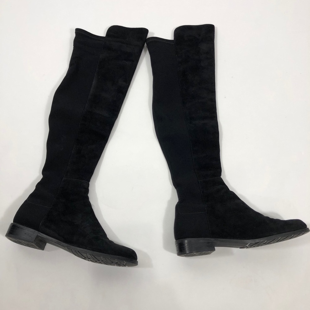 Stuart Weitzman 5050 black suede stretch back boot